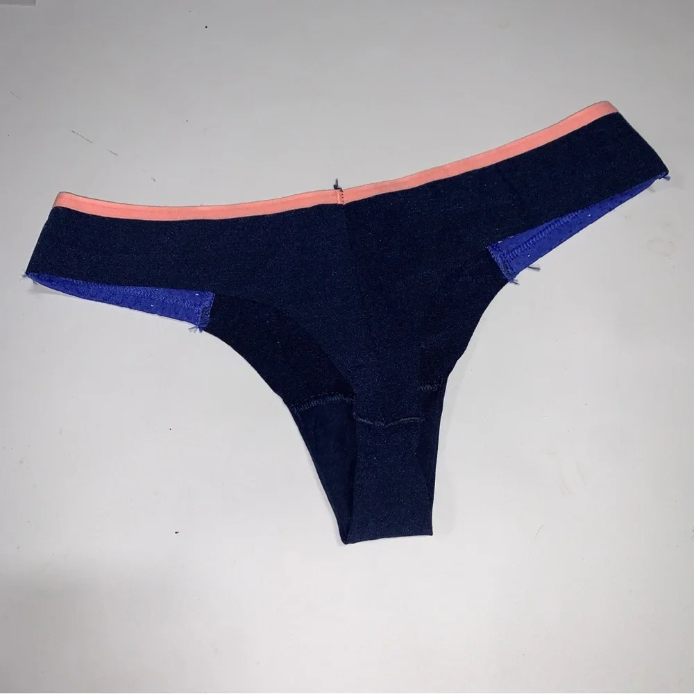 Victoria's Secret PINK Blue and Pink Thong Underwear Panties‎ P043 XS